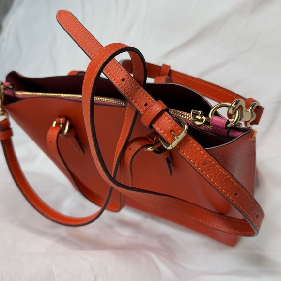 Coach Orange Pink Leather Mollie 25 Tote - Picture 10 of 13